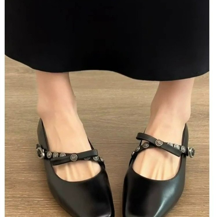 Women'S Fashion Spring Summer 2026 - 프랑스 스타일 보우 스퀘어토 청키힐 메리제인