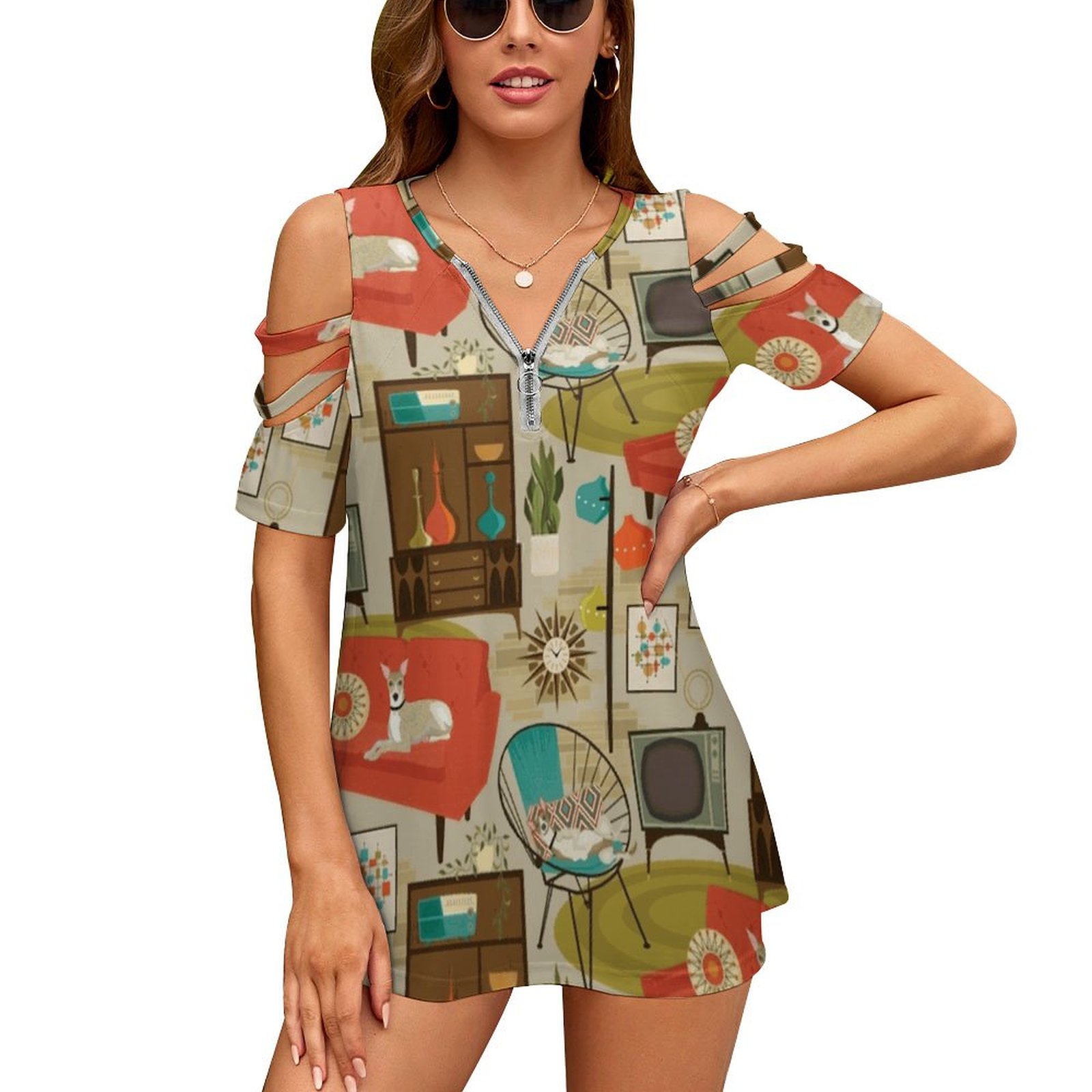 Women'S Fashion In The 1960S - Rec Room Madness 여성용 티셔츠, 꽃무늬