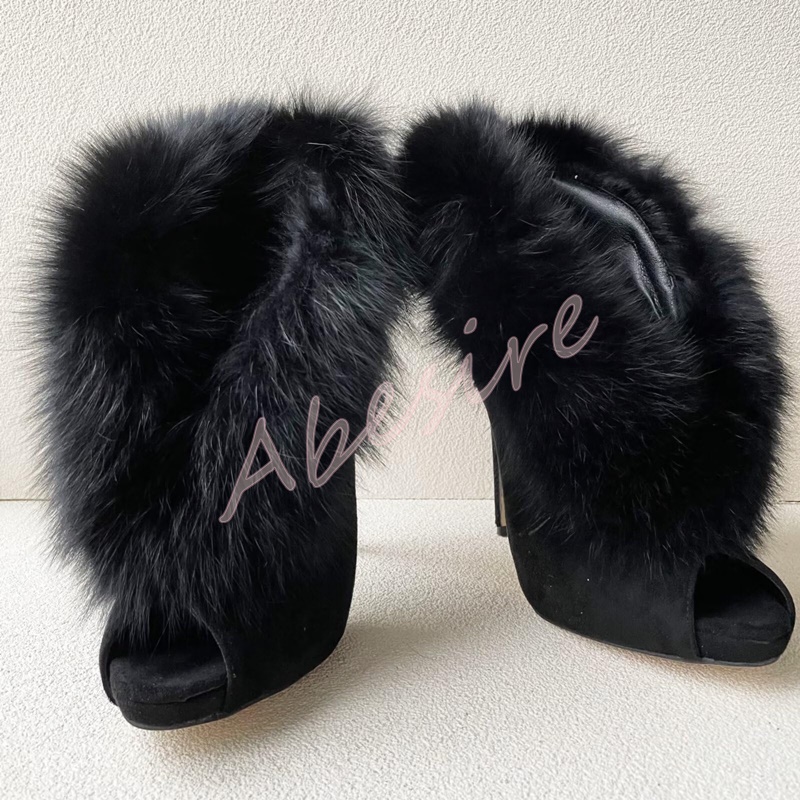 Women'S Fashion Boots - 가을 스웨이드 오픈토 베어 부츠 오리지널