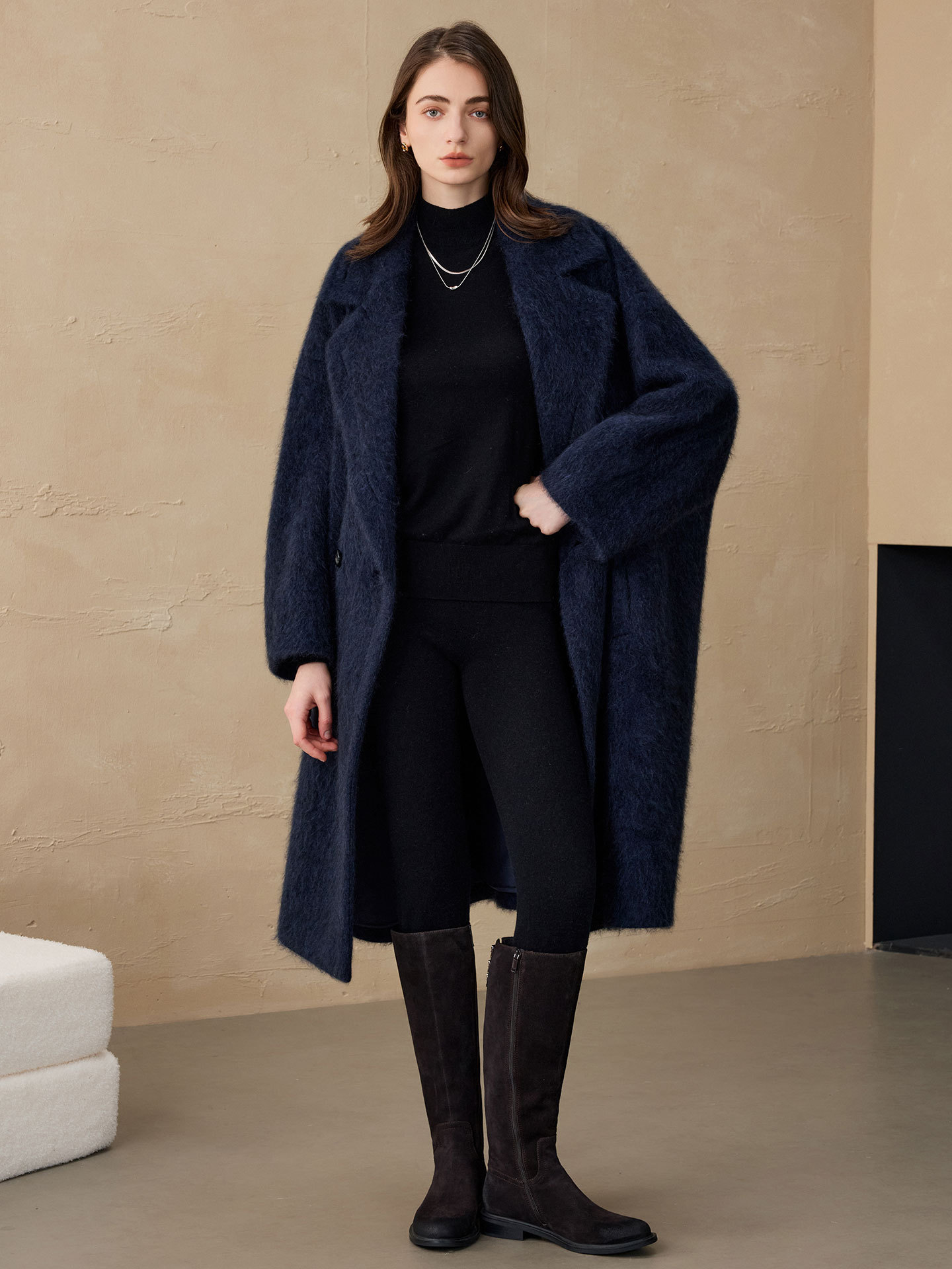 Women'S Fashion Long Coat - Allingentle 여성용 블레이저 울 패션 롱