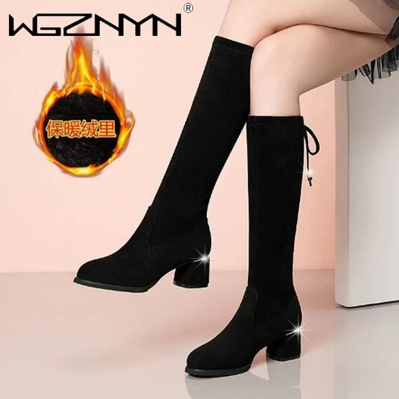 Women'S Fashion Boots 2025 - 여성용 블랙 니부츠, 편안한 레이스 업,