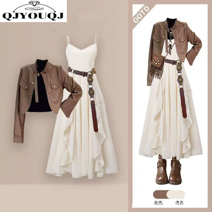 Women'S Fashion Leather Jacket - 패션 여성 세트 봄과 가을 신상