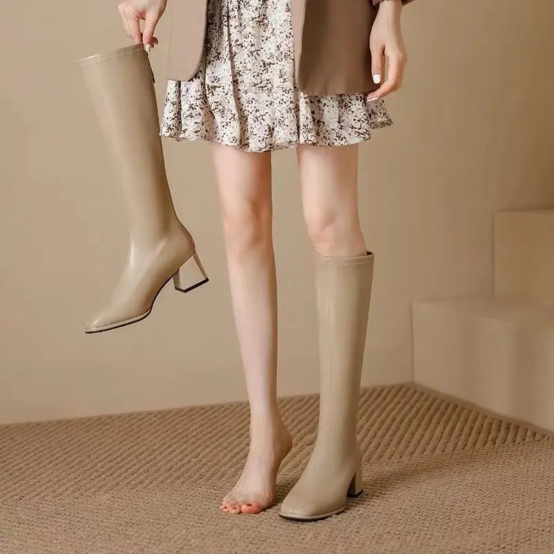 Women'S Fashion Boots 2025 - 스퀘어 토 여성 롱부츠 우아한 힐
