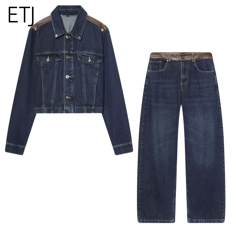 Women'S Fashion Leather Jacket - ETJ 여성 데님 재킷 & 청바지