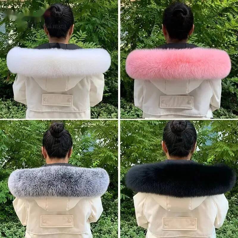 Women'S Fashion Long Coat - 100% 천연 모피 칼라 겨울용 리얼