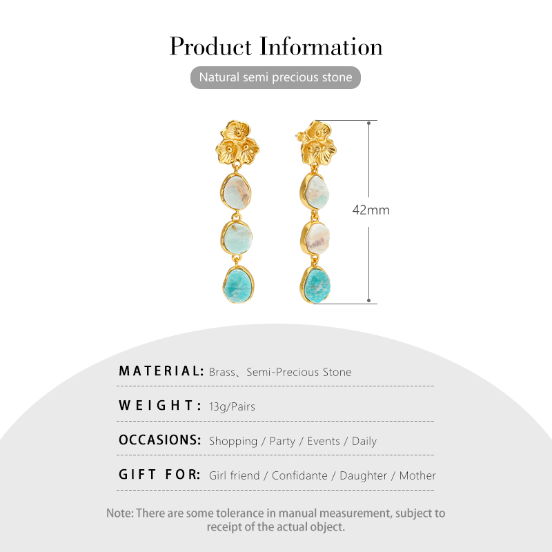 IVOG 여성용 그린 세미 프리서스 스톤 펜던트 귀걸이 - Women'S Fashion Website 리뷰 및 가격
