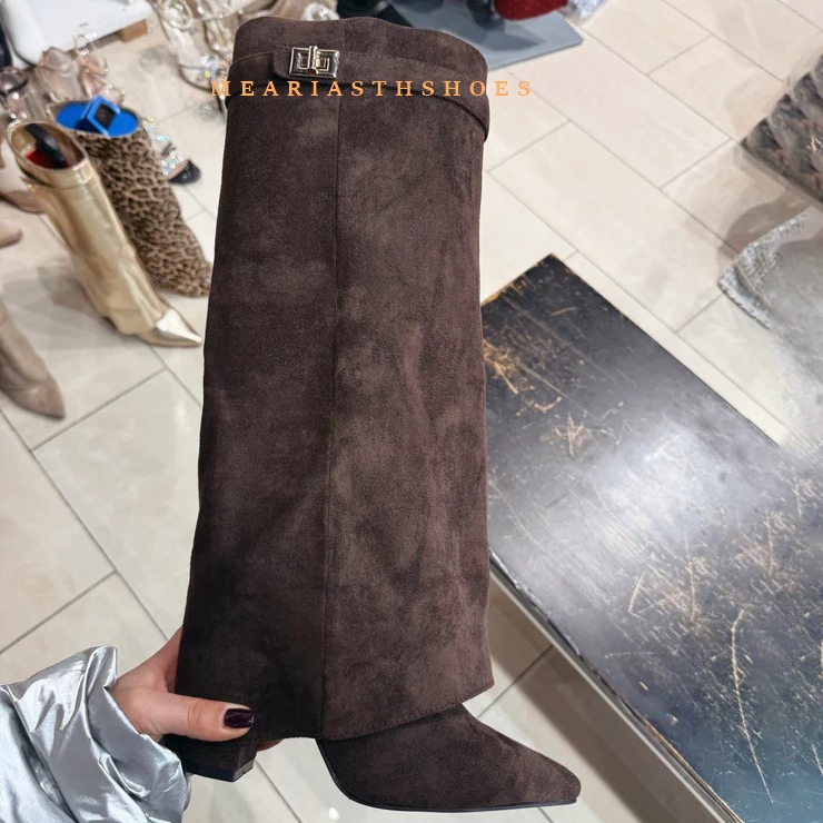 여성용 청키 힐 니하이 부츠 뾰족한 앞코 블랙 PU 가 - Women'S Fashion Boots 2025 리뷰 및 가격