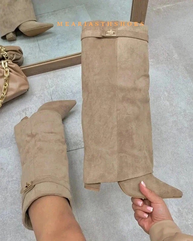 여성용 청키 힐 니하이 부츠 뾰족한 앞코 블랙 PU 가 - Women'S Fashion Boots 2025 리뷰 및 가격
