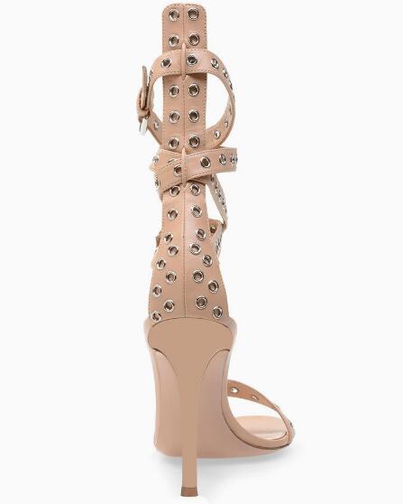 살구색 골드 실버 가죽 아일렛 메탈 버클 하이힐 샌들  - Women'S Fashion Boots 리뷰 및 가격