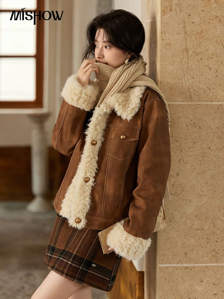 MISHOW 여성용 가죽 모피 재킷, 양털 2024,  - Women'S Fashion Leather Jacket 리뷰 및 가격