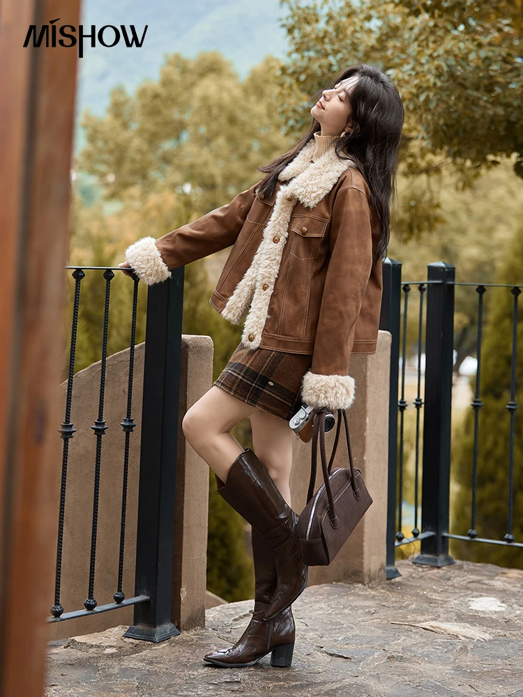 MISHOW 여성용 가죽 모피 재킷, 양털 2024,  - Women'S Fashion Leather Jacket 리뷰 및 가격