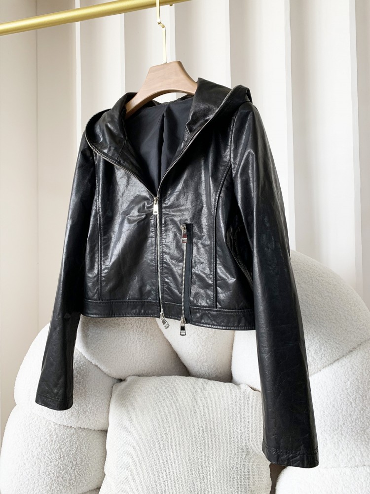 가을 캐주얼 여성 패션 지퍼 슬림 소가죽 오일 왁스 후 - Women'S Fashion Leather Jacket 리뷰 및 가격