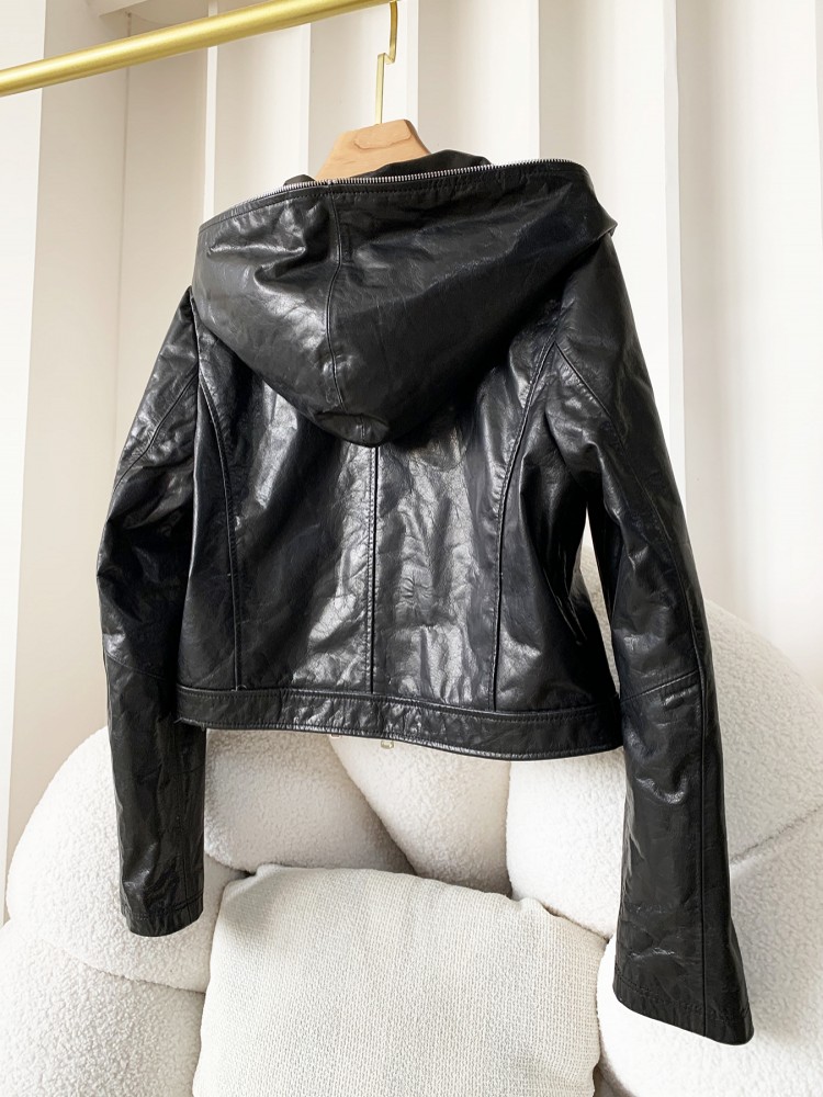 가을 캐주얼 여성 패션 지퍼 슬림 소가죽 오일 왁스 후 - Women'S Fashion Leather Jacket 리뷰 및 가격