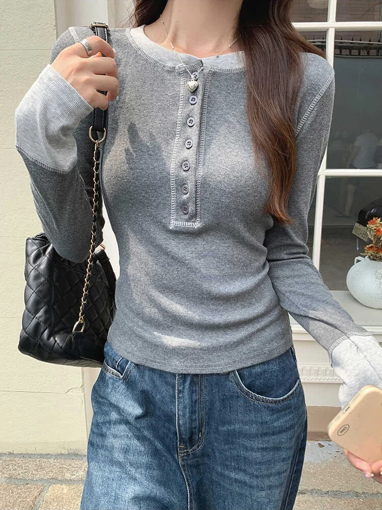 Y2K 패치워크 티셔츠 2025, 대비색 그런지 탑,  - Women Top Fashion 리뷰 및 가격