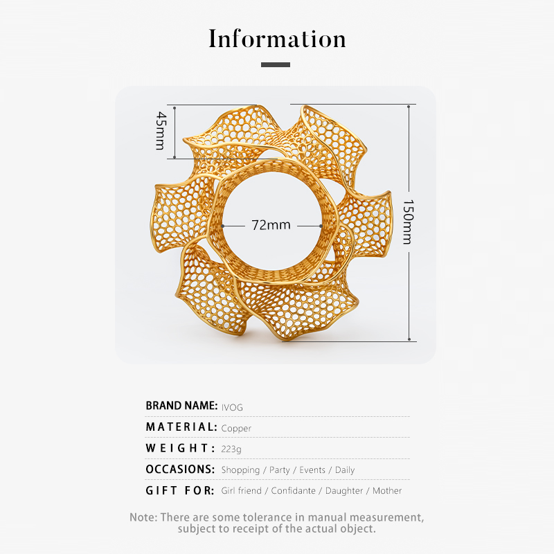 IVOG 꽃잎 디자인 여성용 골드 컬러 팔찌 속이 빈  - Women'S Fashion Website 리뷰 및 가격