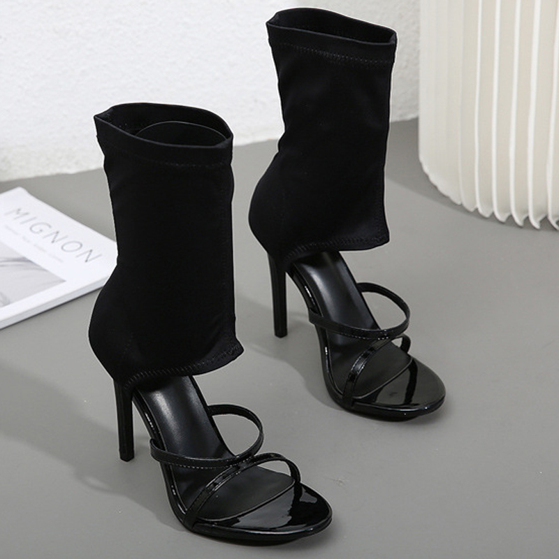 여름 패션 오픈 토 슬립온 탄성 부츠 샌들 여성 섹시  - Women'S Fashion Boots 리뷰 및 가격