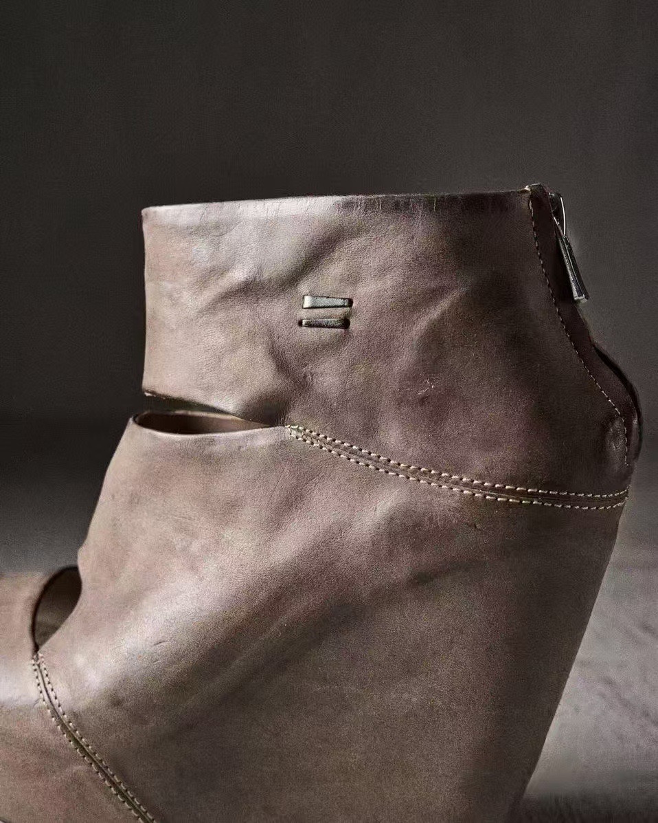 여름 신상 여성 빈티지 그레이 디스트레스 가죽 컷아웃  - Women'S Fashion Boots 리뷰 및 가격