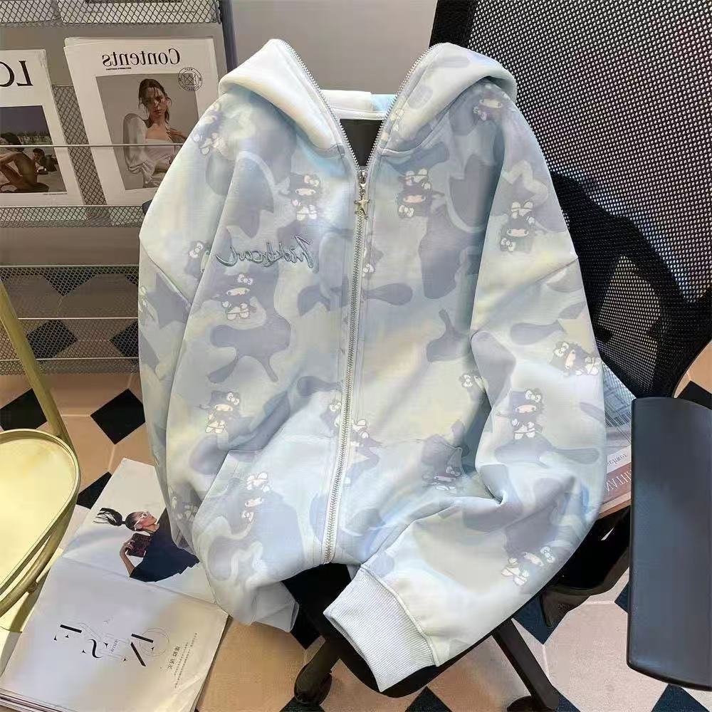Y2K 2026New 귀여운 만화 헬로 키티 카모 후드 - Women'S Fashion Long Coat 리뷰 및 가격