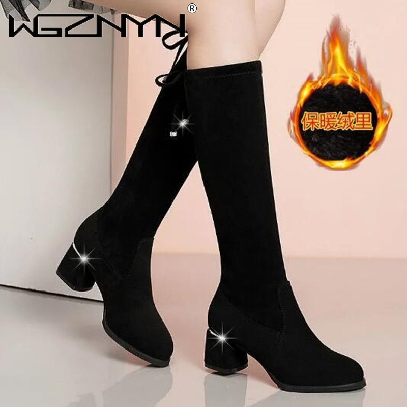 여성용 블랙 니부츠, 편안한 레이스 업, 청키 하이힐, - Women'S Fashion Boots 2025 리뷰 및 가격