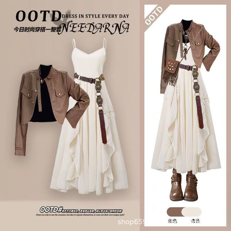 패션 여성 세트 봄과 가을 신상 메일라드 가죽 재킷 코 - Women'S Fashion Leather Jacket 리뷰 및 가격
