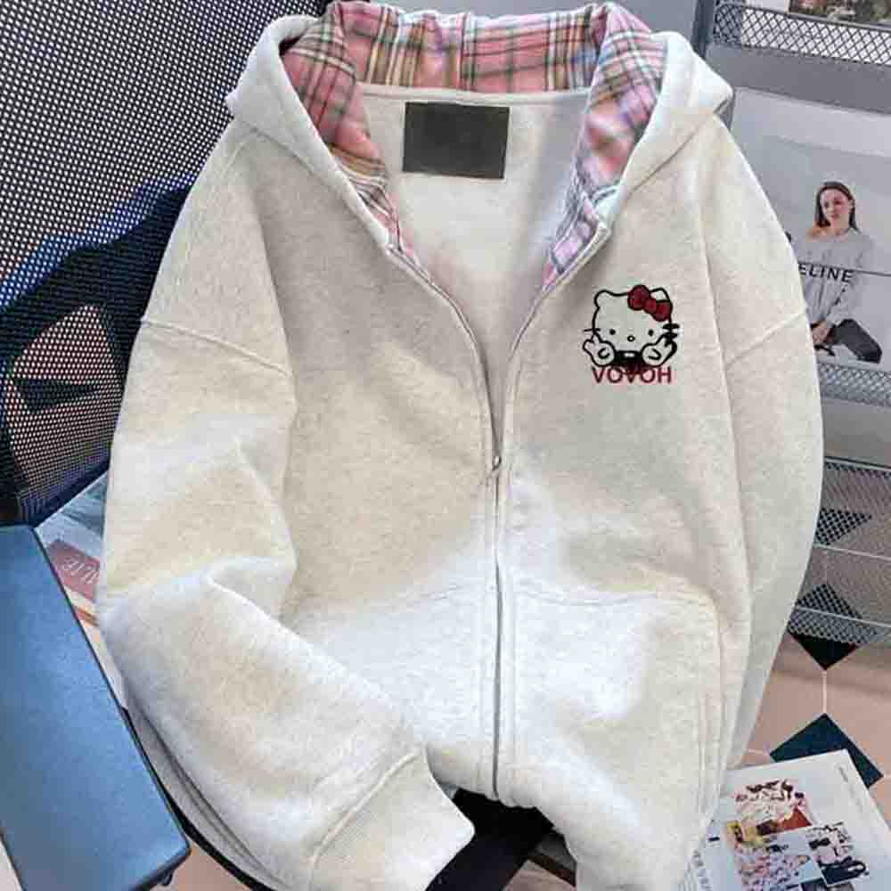 헬로 키티 여성용 후드 티셔츠 카와이 만화 학생 가을  - Women'S Fashion Long Coat 리뷰 및 가격