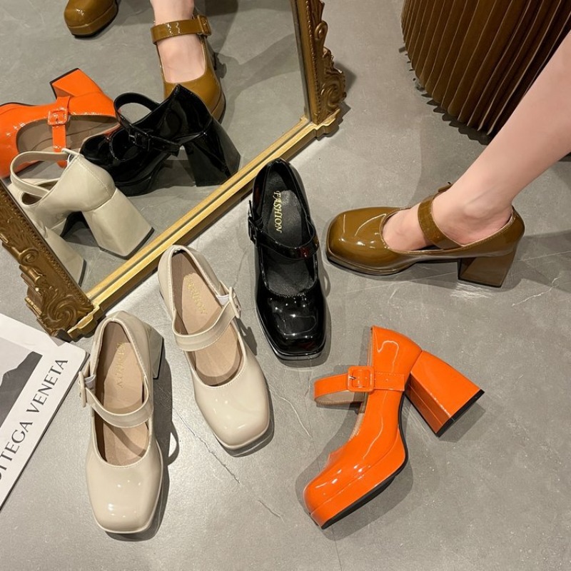 레이디 메리 제인 슈즈, 스퀘어 토 플랫폼, 여성 하이 - Xxl Women Fashion 리뷰 및 가격