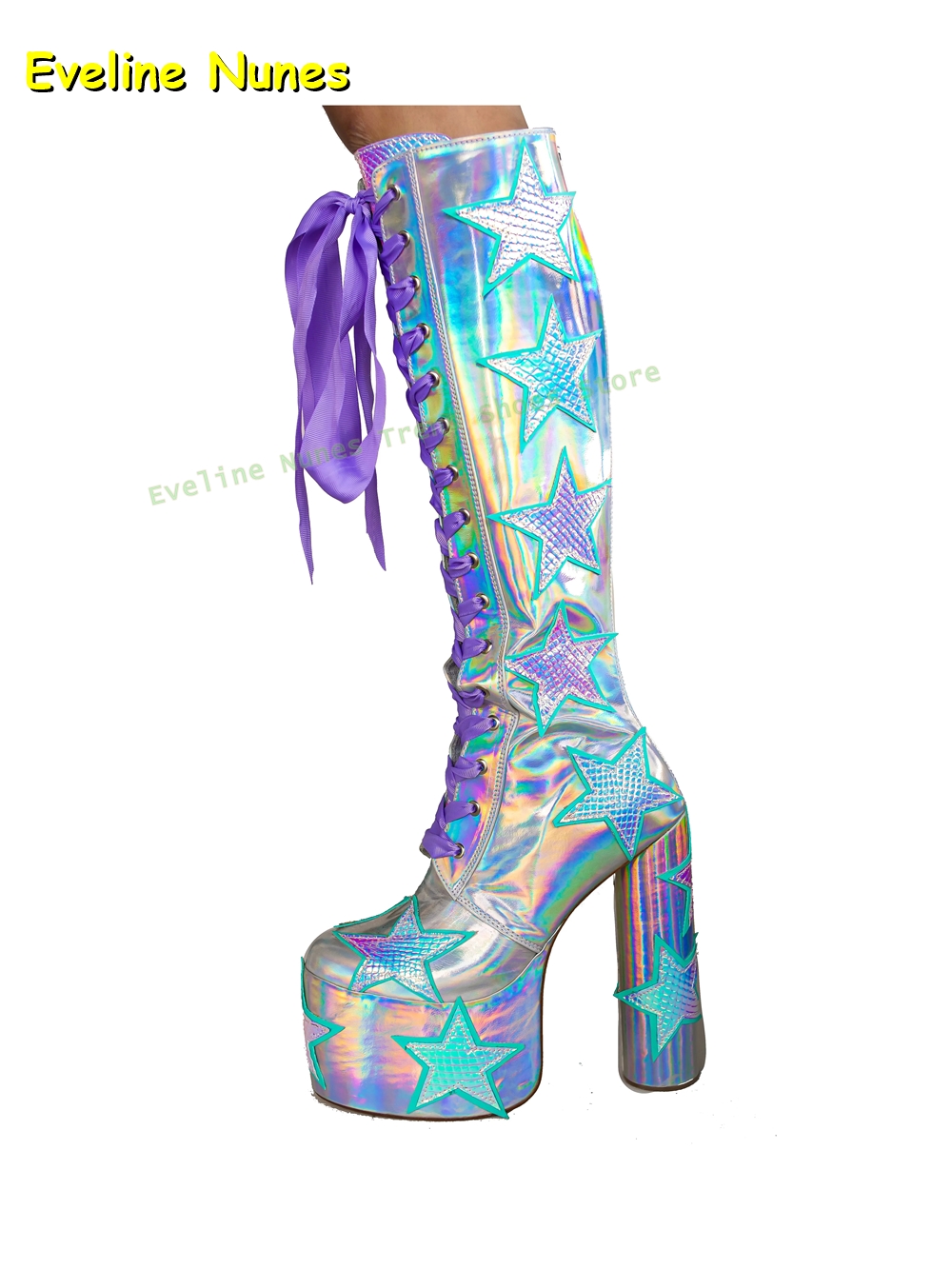 스타 프린트 멀티 컬러 플랫폼 부츠 라운드 토 라운드  - Women'S Fashion Boots 2025 리뷰 및 가격