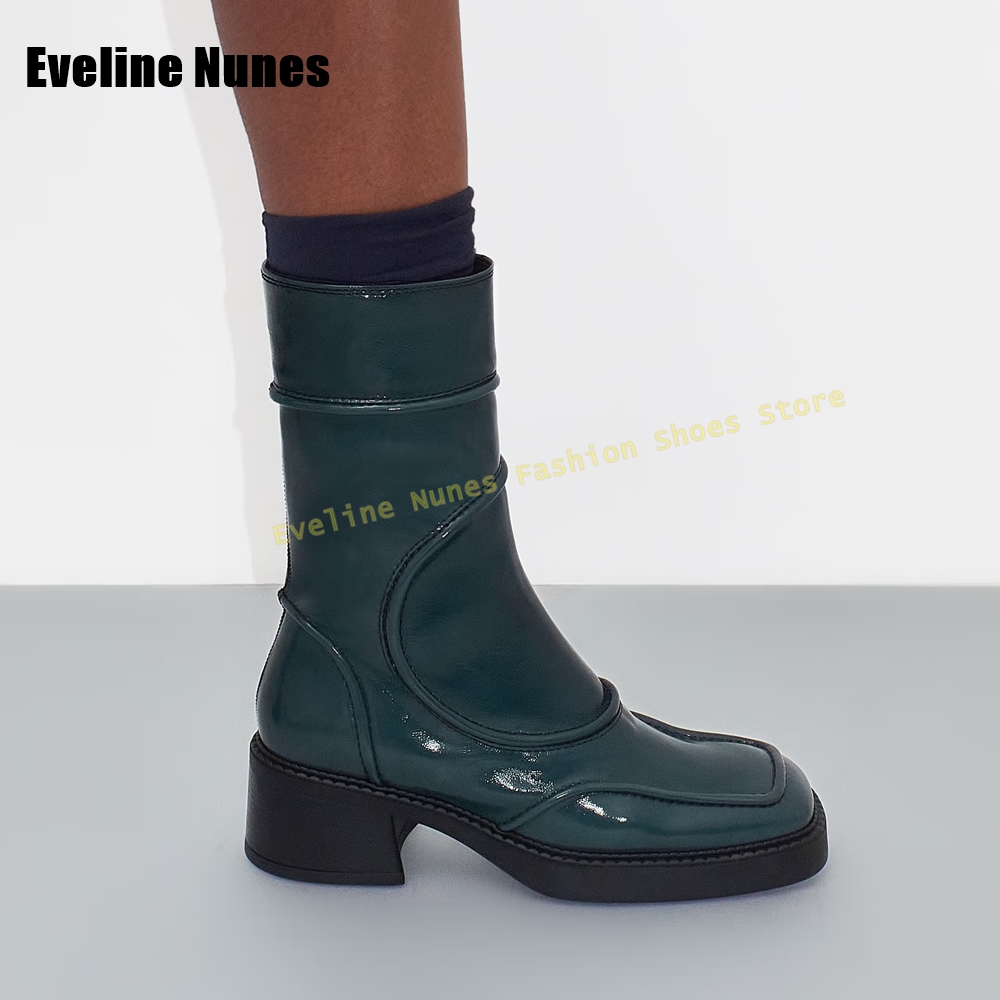 다크 블루 스퀘어 토 패션 부츠 솔리드 패치워크 사이드 - Women'S Fashion Boots 2025 리뷰 및 가격