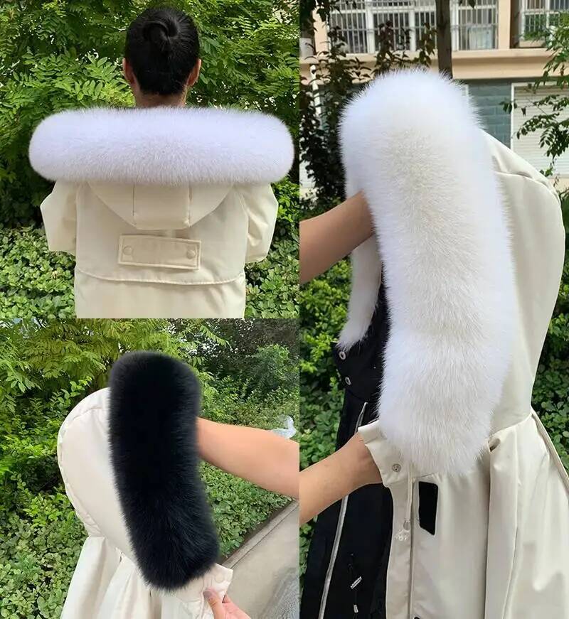 100% 천연 모피 칼라 겨울용 리얼 폭스 퍼 스카프  - Women'S Fashion Long Coat 리뷰 및 가격
