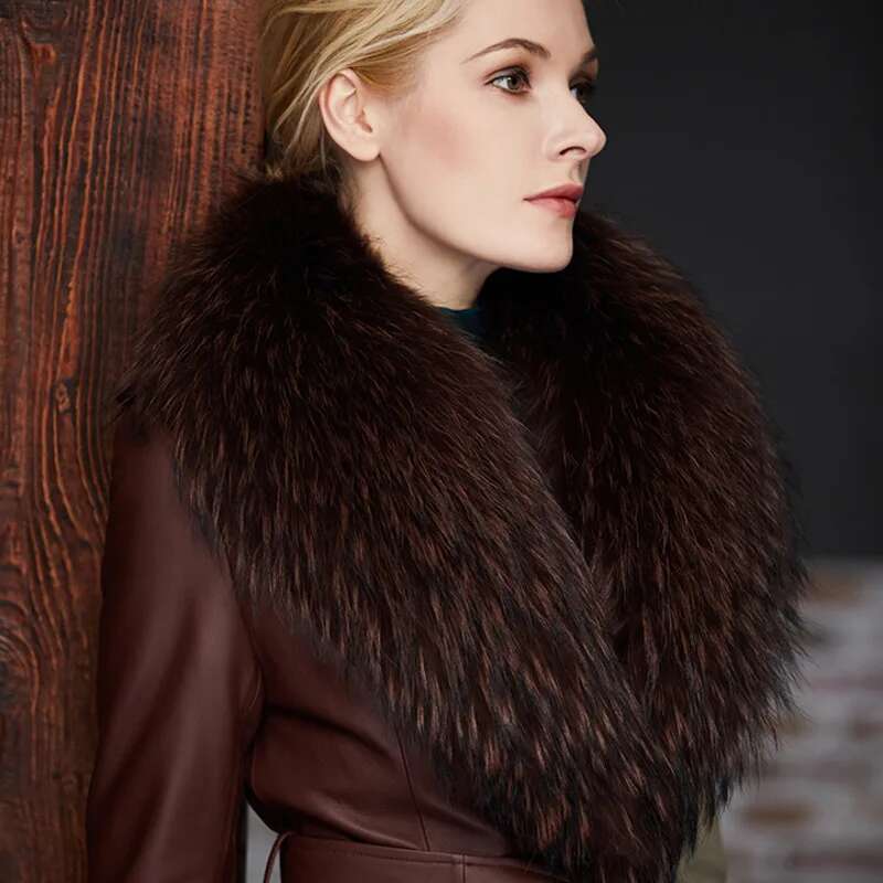 라쿤 퍼 칼라 여성 겨울 퍼 칼라 코트 재킷 숄 여성  - Women'S Fashion Long Coat 리뷰 및 가격
