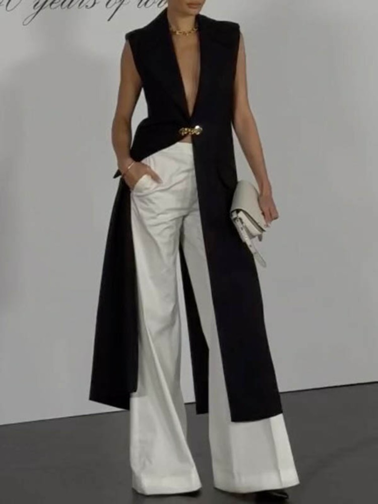여성용 솔리드 블랙 민소매 롱 블레이저 조끼 2026  - Women'S Fashion Trends 2026 Spring Summer 리뷰 및 가격
